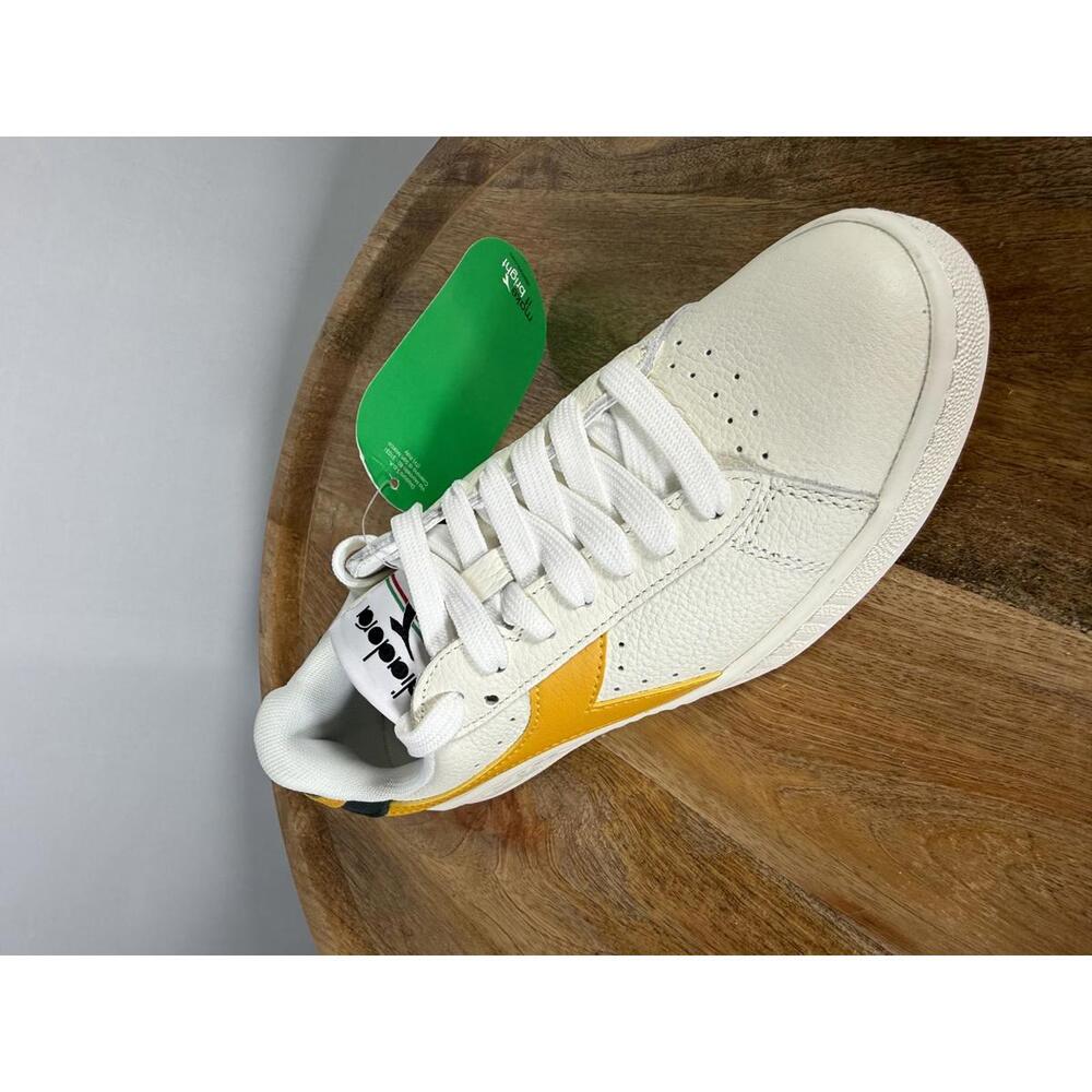 Diadora Game L Low White Golden Rod Leather Sneakers Size US 6 / EU 36.5 NWB - Picture 6 of 11